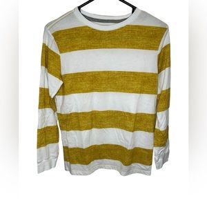 Old Navy Boys Long Sleeve Crewneck Striped 
T-Shirt- Size XL (14-16) White/gold